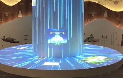 圓柱體瀑布投影桌面互動